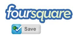 The foursquare logo and the foursquare save button