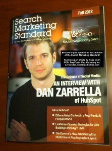 A photo of the front cover of the 2012 Fall Edition of the Search Marketing Standard