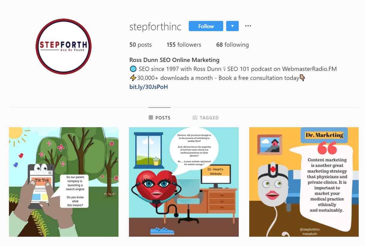 StepForth Instagram bio