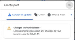 Google My Business COVID-19 Update screenshot