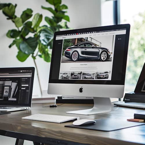 automotive-website-mac-500 An image of a computer monitor with an automotive website shown - generated by AI