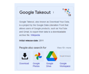 Google Takeout with light blue background.